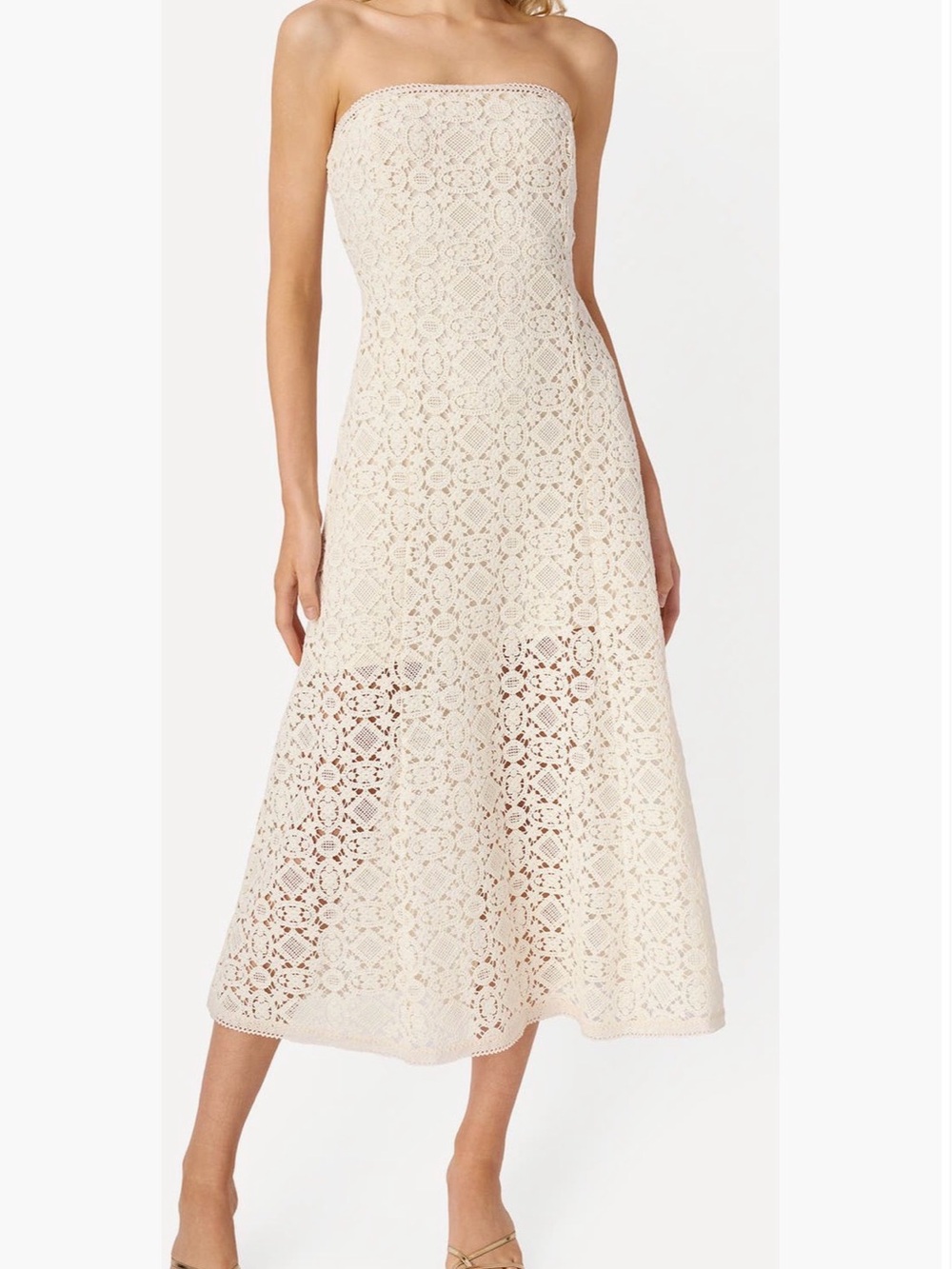 Cami NYC Lisboa Strapless Lace Midi Dress in Cream
